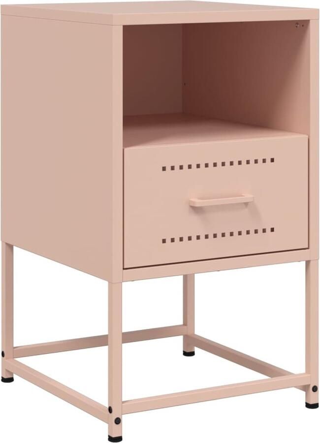 VidaXL Nachtkastje 36x39x60 5 cm staal roze