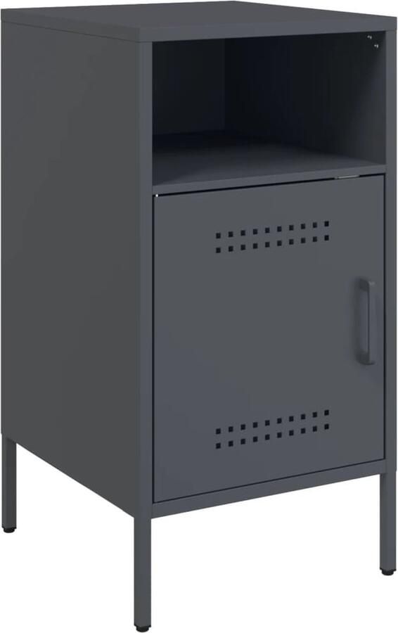 VidaXL Nachtkastje 36x39x68 cm koudgewalst staal antracietkleurig