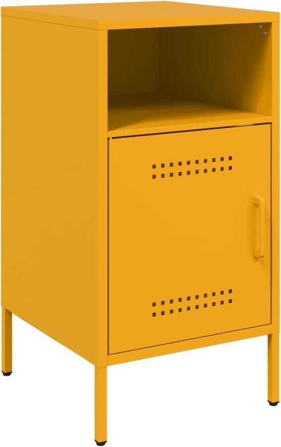 VidaXL Nachtkastje 36x39x68 cm staal mosterdgeel