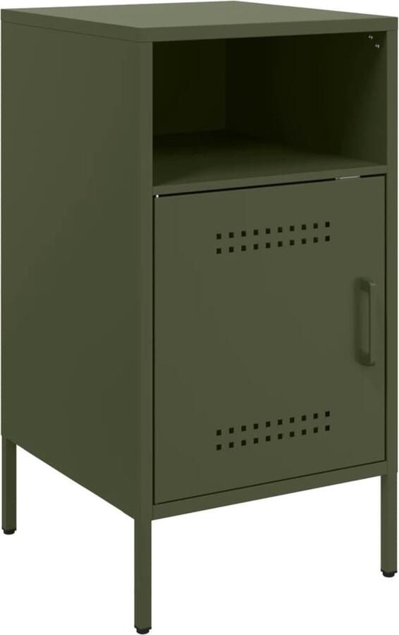 VidaXL Nachtkastje 36x39x68 cm koudgewalst staal olijfgroen