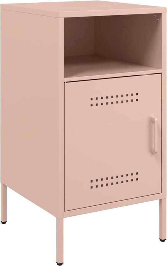 VidaXL Nachtkastje 36x39x68 cm koudgewalst staal roze