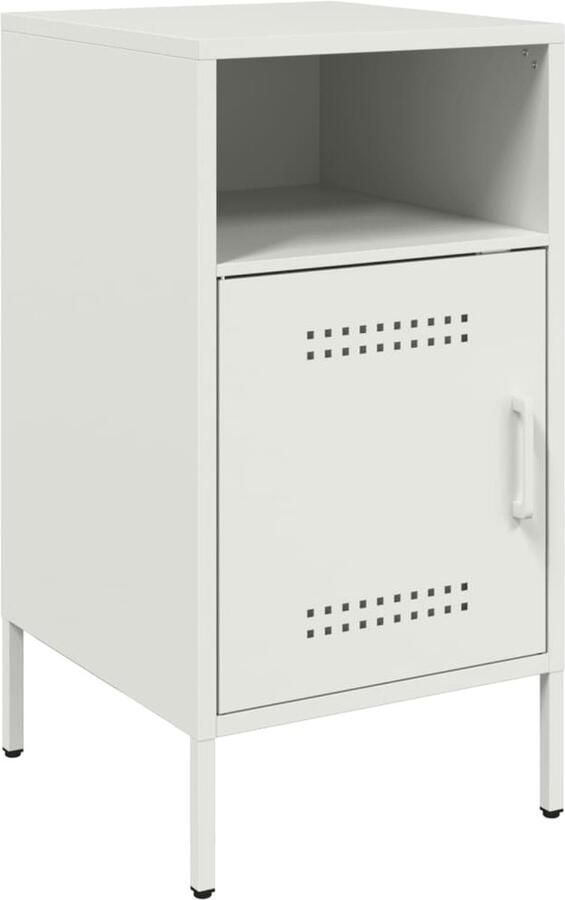 VidaXL Nachtkastje 36x39x68 cm koudgewalst staal wit