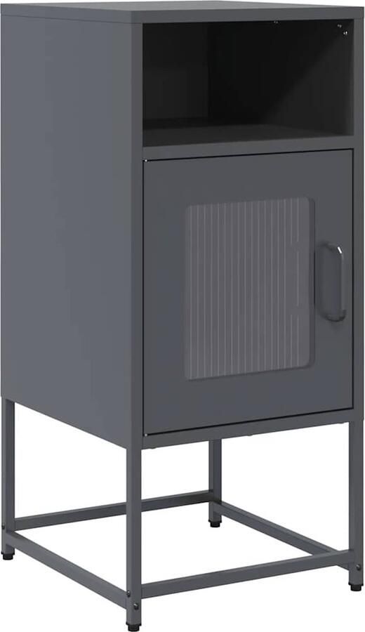 VidaXL Nachtkastje 36x39x78 cm koudgewalst staal antracietkleurig
