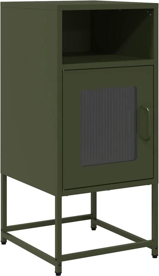 VidaXL Nachtkastje 36x39x78 cm koudgewalst staal olijfgroen