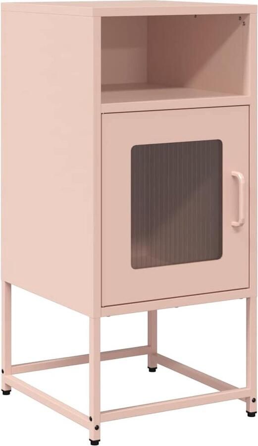 VidaXL Nachtkastje 36x39x78 cm koudgewalst staal roze