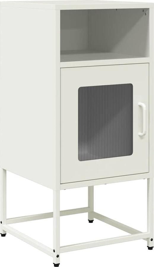 VidaXL Nachtkastje 36x39x78 cm koudgewalst staal wit