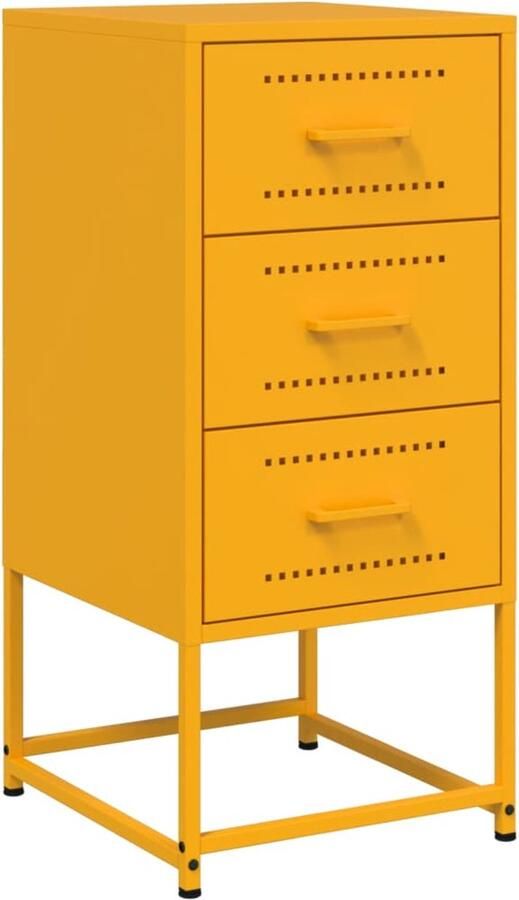 VidaXL Nachtkastje 36x39x78 cm staal mosterdgeel