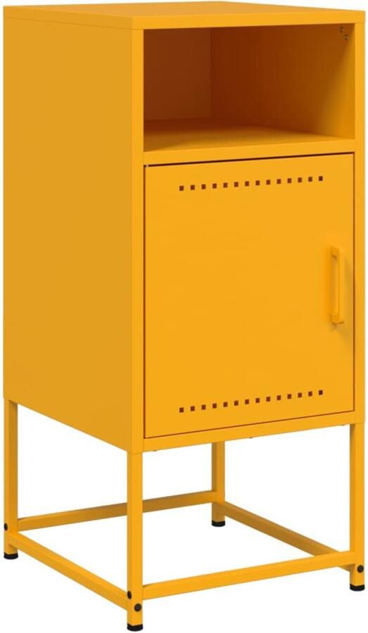 VidaXL Nachtkastje 36x39x78 cm staal mosterdgeel - Foto 2