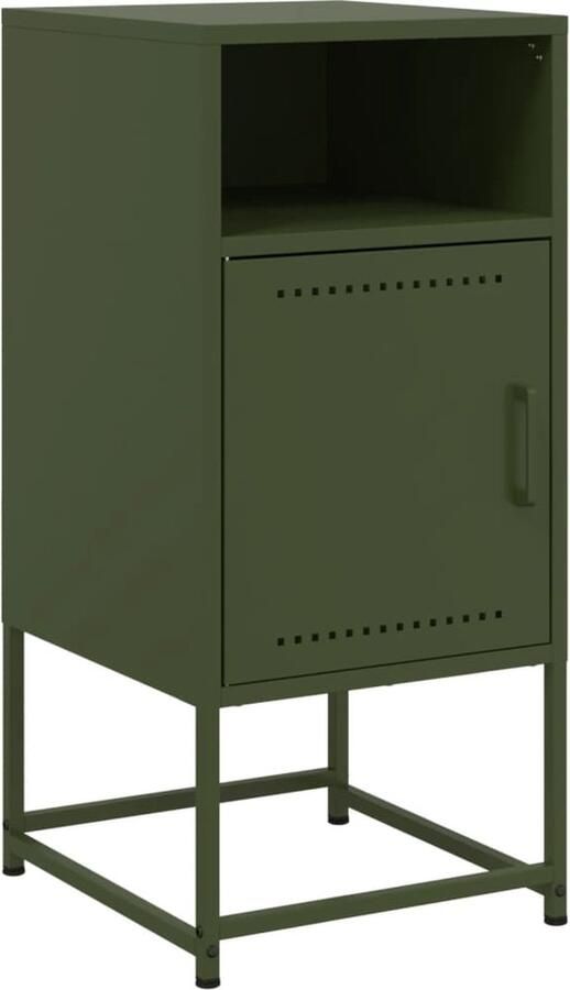 VidaXL Nachtkastje 36x39x78 cm staal olijfgroen
