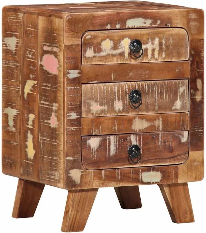 VidaXL Nachtkastje 37x32x50 cm massief gerecycled hout