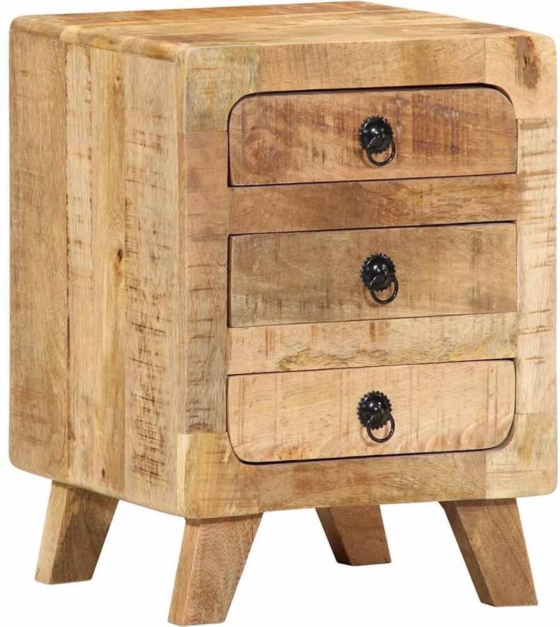 VidaXL Nachtkastje 37x32x50 cm massief ruw mangohout