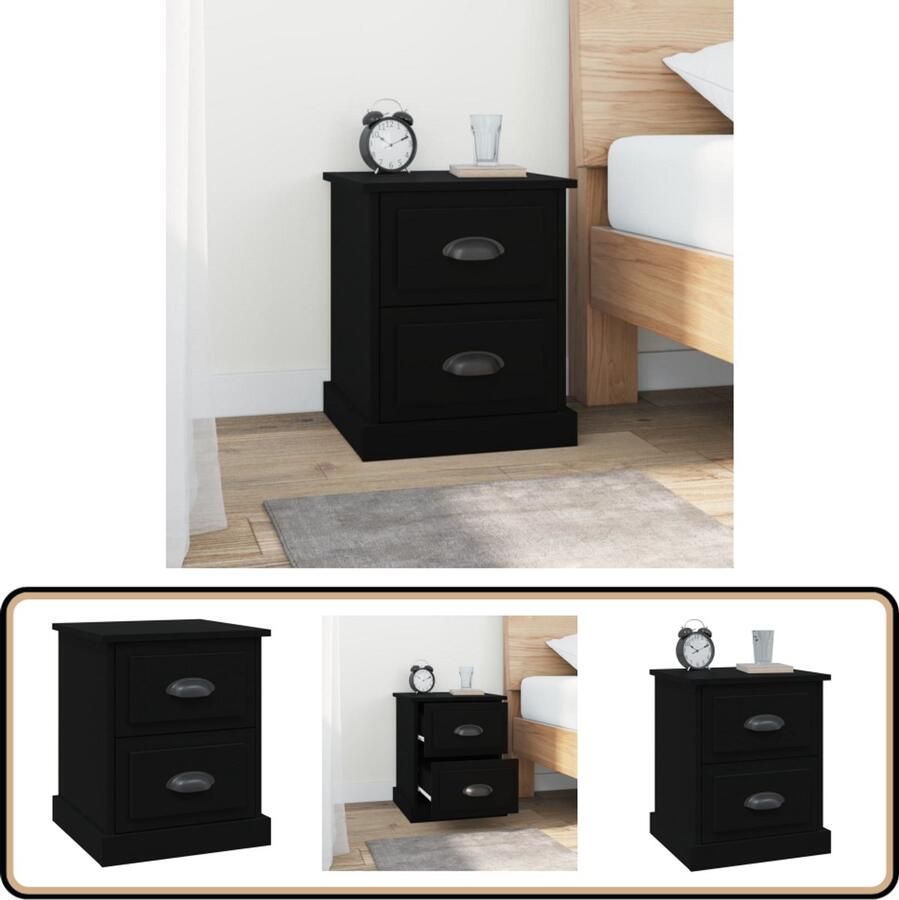 VidaXL Nachtkastje 39x39x47 5 cm Bewerkt hout Zwart Nachtkastje Zwarte Nachtkast Houten Nachtkast Multifunctionele Kast Slaapkamer Meubilair