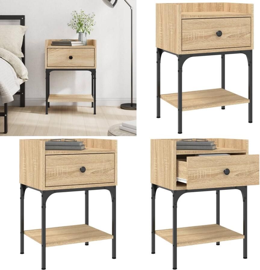 VidaXL -Nachtkastje-40 5x31x60-cm-bewerkt-hout-sonoma-eikenkleurig - Foto 2