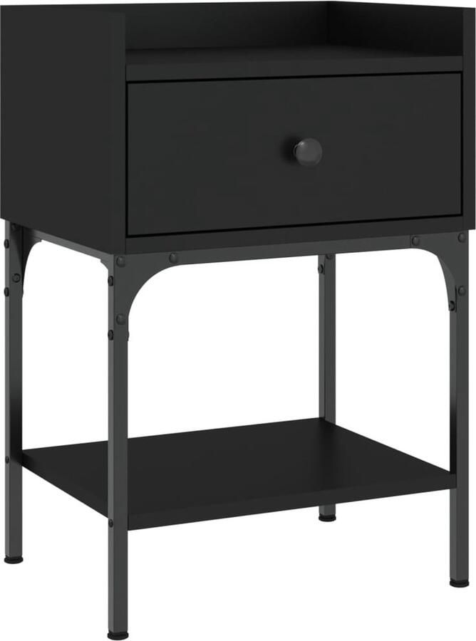 VidaXL -Nachtkastje-40 5x31x60-cm-bewerkt-hout-zwart - Foto 2