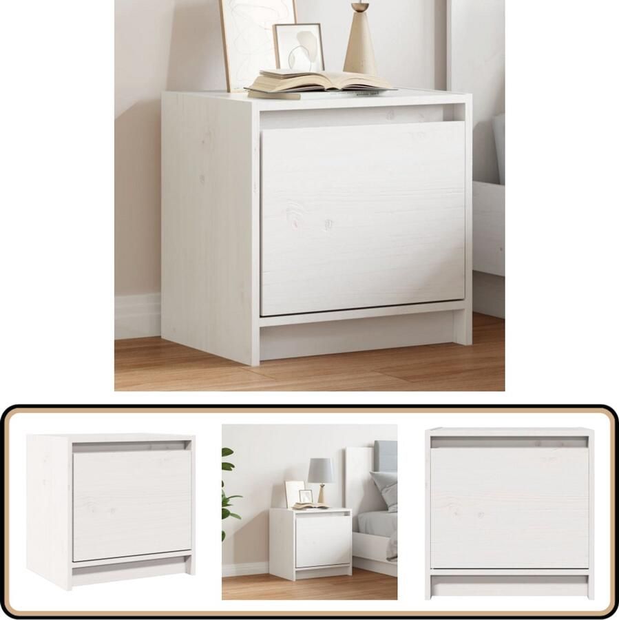 VidaXL Nachtkastje 40x30 5x40 cm Massief grenenhout Nachtkastje Slaapkamer Meubilair Grenenhout Meubel Witte Nacht Kast Vintage Stijl - Foto 2