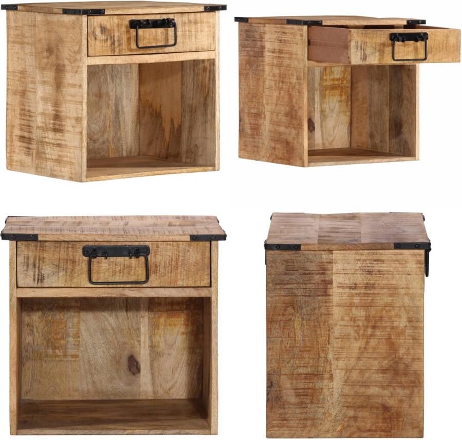 VidaXL Nachtkastje 40x30x37 cm massief mangohout Nachtkastje Nachtkastjes Wandkastje Wandtafeltje