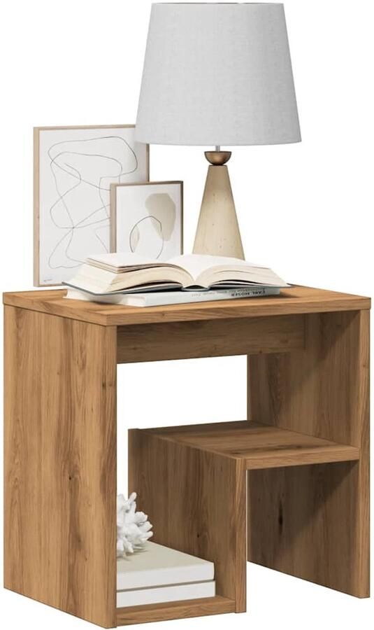 VidaXL Nachtkastje 40x30x40 cm Artisanaal Eiken Nachtkastje Bijzettafel Houten Kast Slaapkamer Meubilair Modern Nachtmeubel