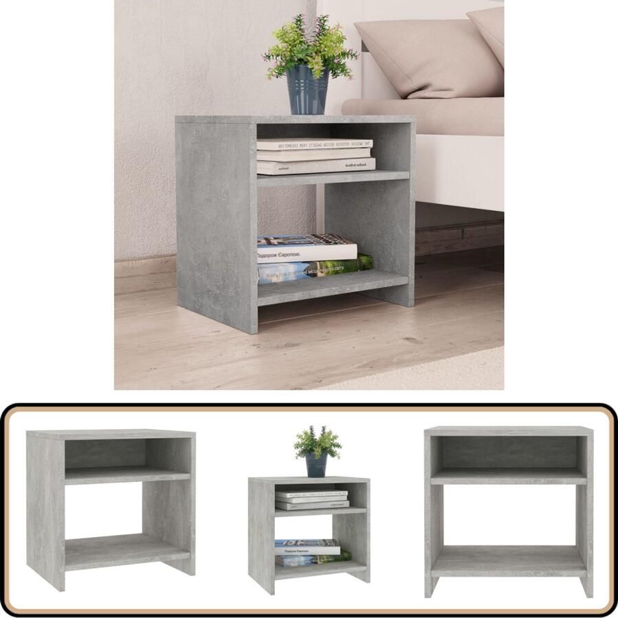 VidaXL Nachtkastje 40x30x40 cm Bewerkt hout Grijs Nachtkastje Bijzettafel Meubilair Houten Kast Grijze Kast Betonnen Grijs Slaapkamermeubelen Decoratief Item Opbergvak Schap Designmeubel