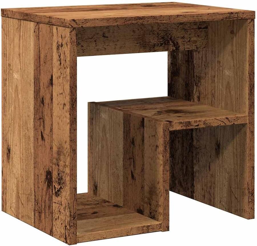 VidaXL Nachtkastje 40x30x40 cm bewerkt hout oud houtkleurig