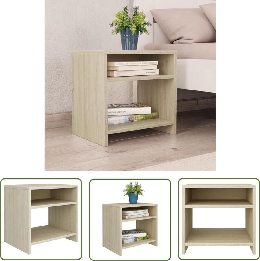 The Living Store Nachtkastje Sonoma Eiken Bewerkt Hout 40x30x40 cm Multifunctioneel Nachtkastje Bijzettafel Houten Meubilair Eiken Kleur Sonoma Eiken - Foto 2