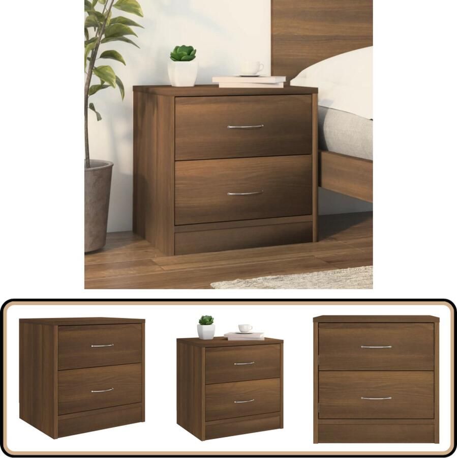 VidaXL Nachtkastje 40x30x40 cm Bruin Eikenkleur Nachtkastje Houten Nachtkastje Bruine Eiken Bewerkt Hout Slaapkamer Meubilair Opbergmeubelen Living Room Furniture Side Table Bedside Cabinet