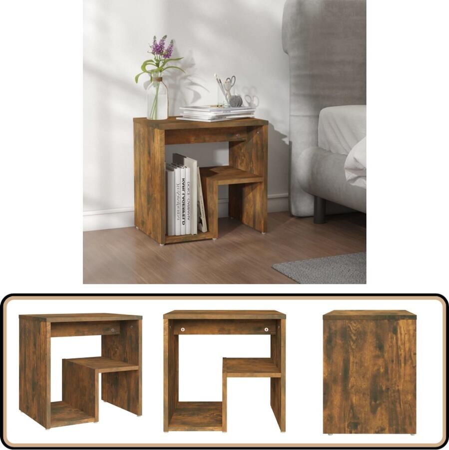 VidaXL Nachtkastje 40x30x40 cm Gerookt Eiken Nachtkastje Bijzettafel Houten Meubilair Bruine Meubelen Bergruimte