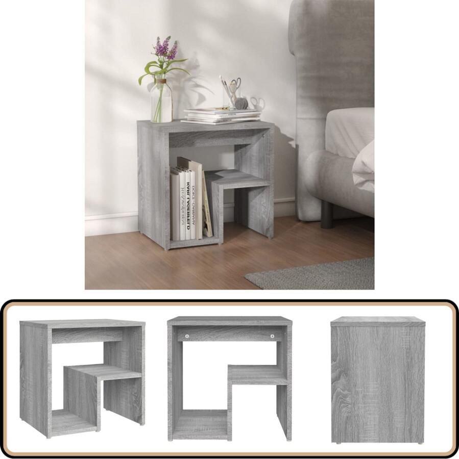 VidaXL Nachtkastje 40x30x40 cm Sonoma eikenhout Nachtkastje Bijzettafel Slaapkamer Meubilair Houten Meubel Grijze Meubelen Landelijke Stijl Modern Nachtlampje Bewerkt Hout Salontafel Sidetable