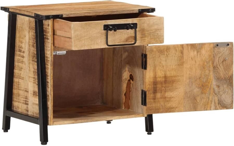 The Living Store Nachtkastje 40x30x42 cm massief mangohout Nachtkastje Mango Wood Houten Kast Vintage Kast Industrieel Nachtlampje - Foto 2