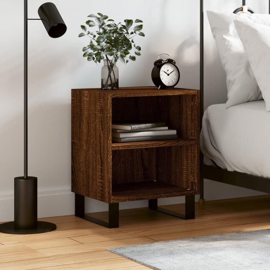 VidaXL Nachtkastje 40x30x50 cm Bruin eikenhout Nachtkast Nachtkastje Houten Nachtstand Bruine Eiken Tafel Salontafel Slaapkamersmeubilair Opbergvak - Foto 2