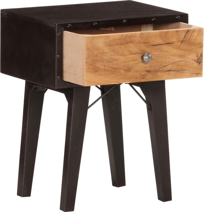 VidaXL Nachtkastje 40x30x50 cm Gerecycled Hout Nachtkastje Bijzettafel Slaapkamermeubilair Vintage Meubelen Gerecyclede Materialen Industriële Design Zwarte Meubelen