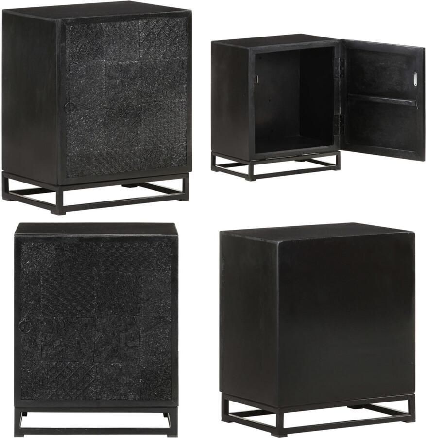 VidaXL Nachtkastje 40x30x50 cm massief acaciahout en mangohout zwart Nachtkastje Nachtkastjes Nachttafeltje Nachttafeltjes