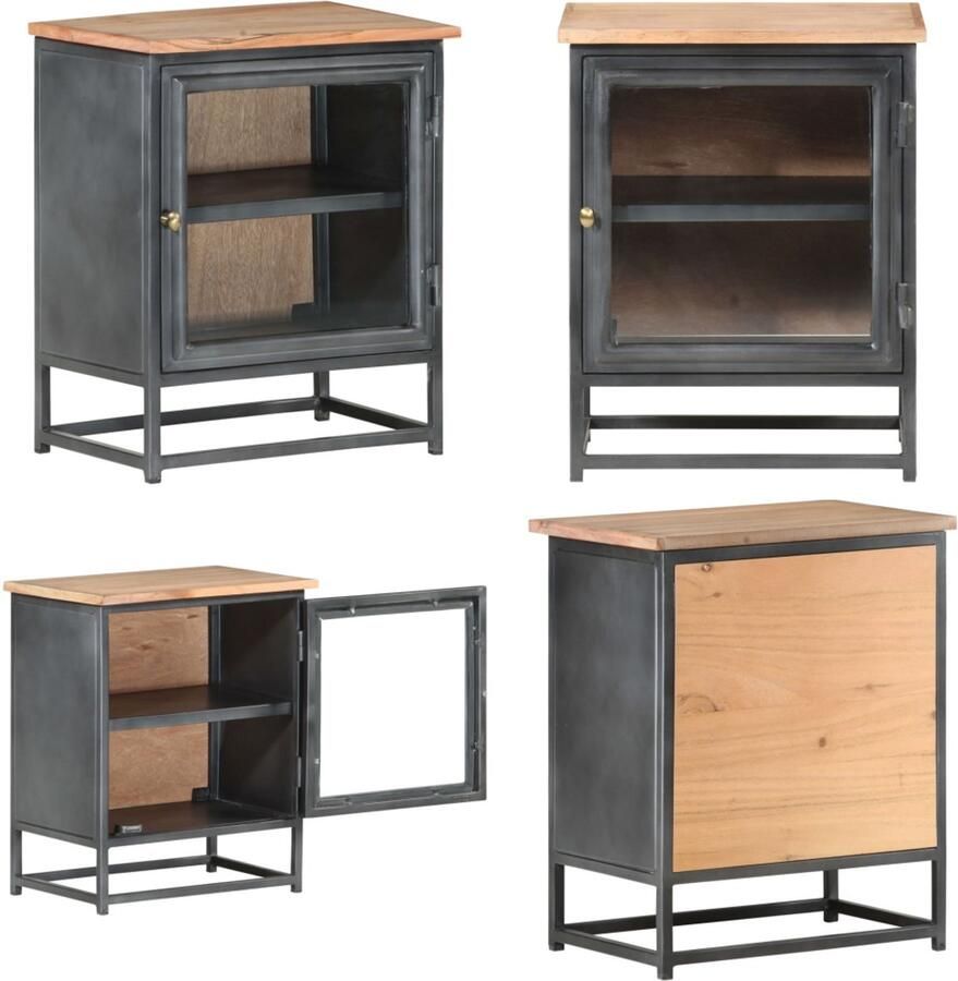 VidaXL Nachtkastje 40x30x50 cm massief acaciahout grijs Nachtkastje Nachtkastjes Nacht Kastje Nacht Kastjes