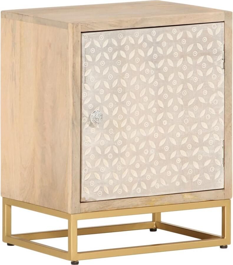 VidaXL -Nachtkastje-40x30x50-cm-massief-mangohout-en-ijzer - Foto 3