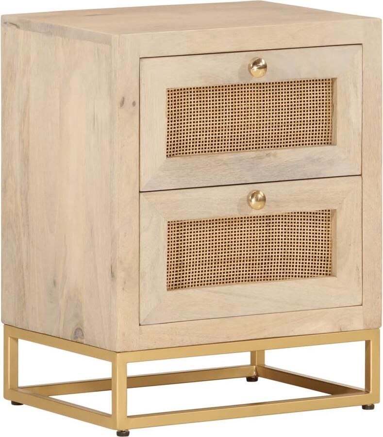 VidaXL -Nachtkastje-40x30x50-cm-massief-mangohout-en-ijzer - Foto 3