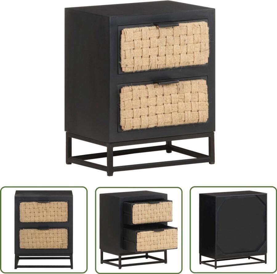 VidaXL Nachtkastje 40x30x50 cm Massief Mangohout Nachtkastje Industrieel Houten Nachtkastje Mangohout Zwart Bijzettafel Salontafel