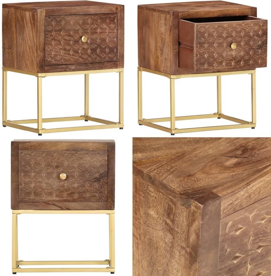 VidaXL Nachtkastje 40x30x50 cm massief mangohout Nachtkastje Nachtkastjes Nacht Kastje Nacht Kastjes