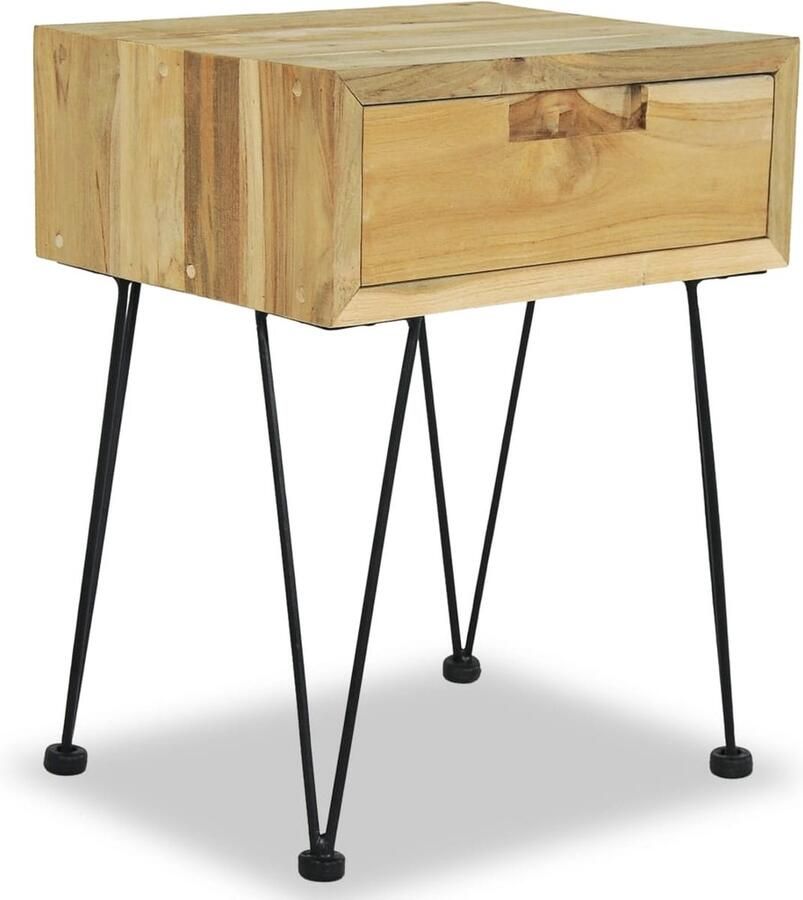 VidaXL Nachtkastje 40x30x50 cm massief teakhout Nachtkastje Teakwood Kast Koloniaal Meubilair Vintage Nachtstand Kamermeubels Slaapkamersdecoratie Salontafels