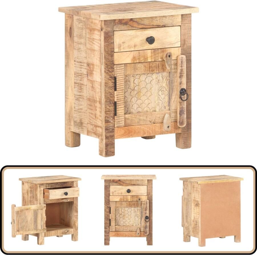 VidaXL Nachtkastje 40x30x50 cm Ruw mangohout Nachtkastje Slaapkamermeubilair Mangohout Vintage Stijl Decoratief