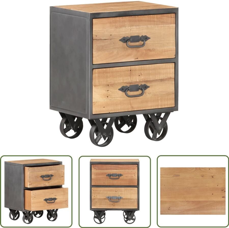 VidaXL Nachtkastje 40x30x51 cm Gerecycled hout Nachtkastje Industrieel Houten Nachtkastje Vintage Kastje Herbruikt Hout Sidetable Salontafel