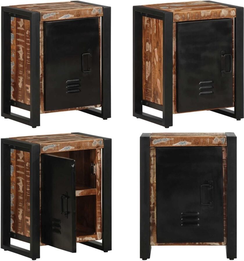 VidaXL Nachtkastje 40x30x51 cm massief gerecycled hout meerkleurig Nachtkastje Nachtkastjes Bijzettafel Wandkastje