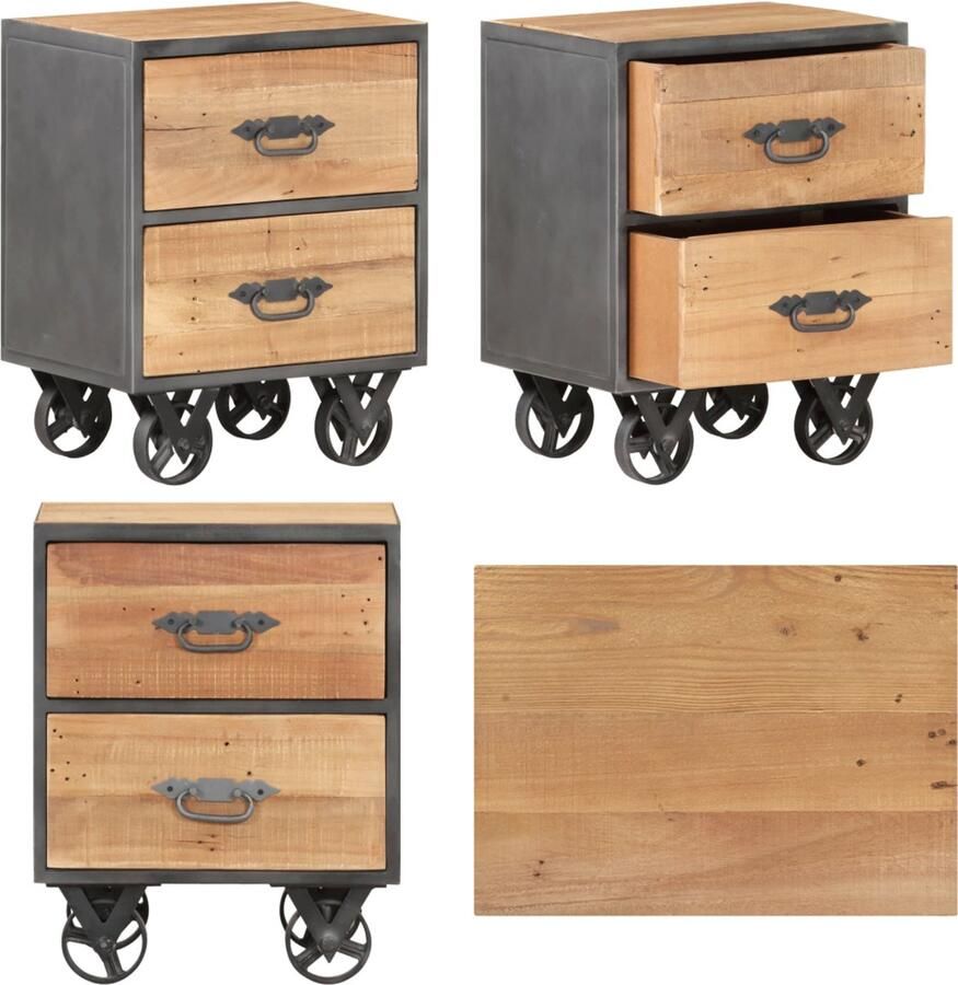 VidaXL Nachtkastje 40x30x51 cm massief gerecycled hout Nachtkastje Nachtkastjes Slaapkamerkastje Slaapkamerkastjes