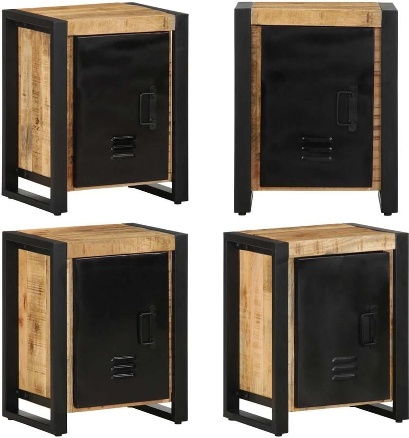 VidaXL Nachtkastje 40x30x51 cm massief ruw mangohout Nachtkastje Nachtkastjes Bijzettafel Wandkastje