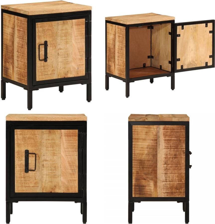 VidaXL Nachtkastje 40x30x52 5 cm massief ruw mangohout Nachtkastje Nachtkastjes Bijzettafel Wandkastje