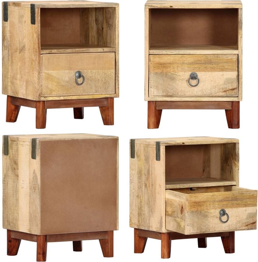 VidaXL Nachtkastje 40x30x52 cm massief ruw mangohout Nachtkastje Nachtkastjes Houten Nachtkastje Houten Nachtkastjes