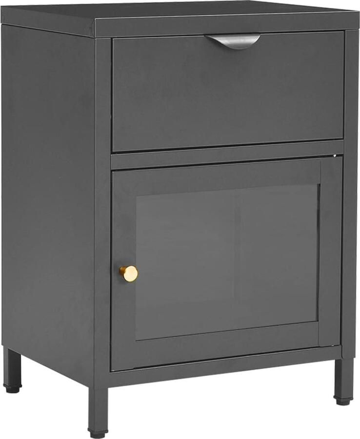 VidaXL -Nachtkastje-40x30x54 5-cm-staal-en-glas-antracietkleurig - Foto 3