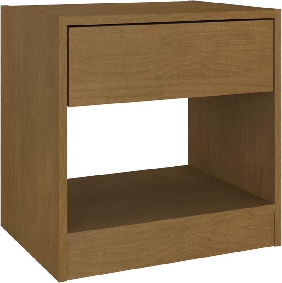 VidaXL Nachtkastje 40x31x40 cm Massief Grenenhout Nachtkastje Bedkastje Grenenhout Meubilair Honingbruin Meubilair Massief Hout Slaapkamer Decoratie Opslagmogelijkheden