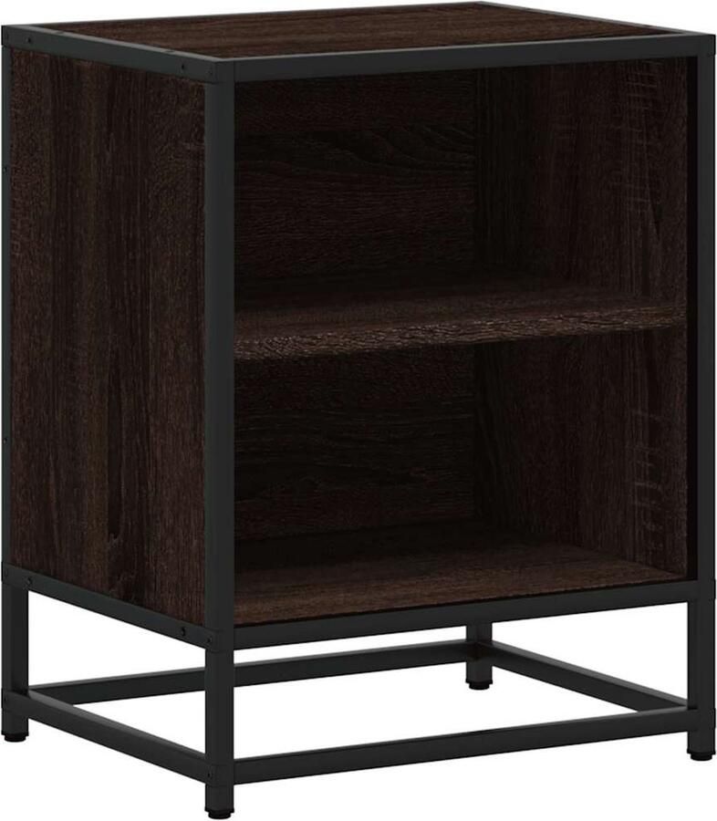 VidaXL Nachtkastje 40x31x50 cm bewerkt hout en metaal bruin eikenkleur