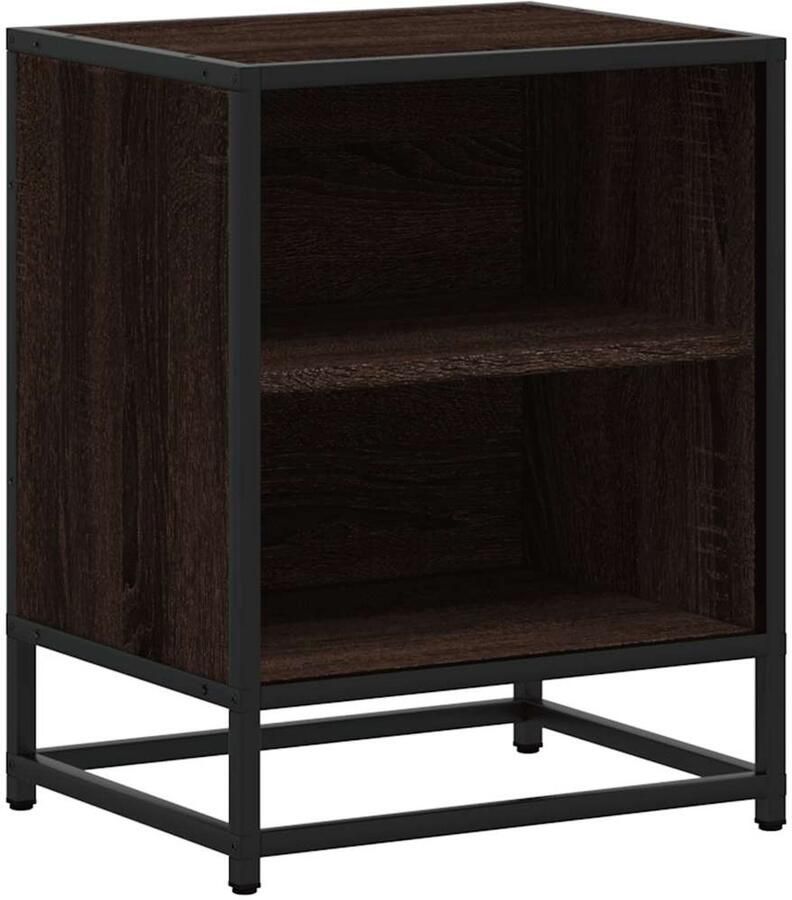 VidaXL Nachtkastje 40x31x50 cm bewerkt hout en metaal bruin eikenkleur