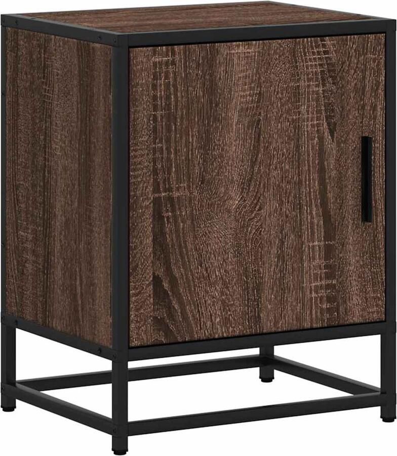 VidaXL Nachtkastje 40x31x50 cm bewerkt hout en metaal bruin eikenkleur