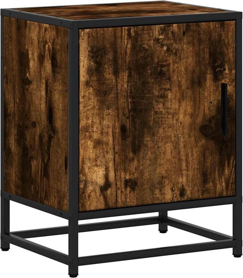 VidaXL Nachtkastje 40x31x50 cm bewerkt hout en metaal gerookt eiken